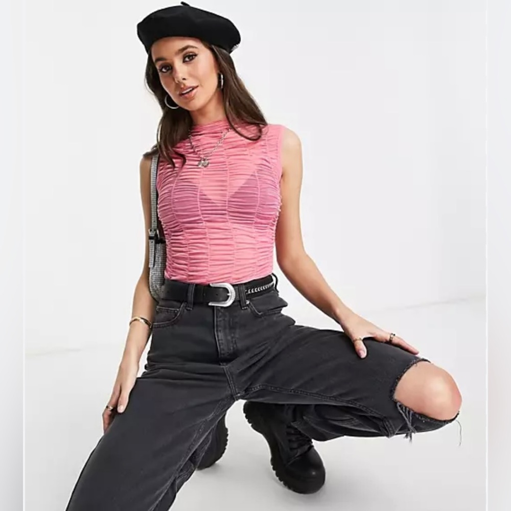 Topshop Sheer Hot Pink Tank ⚡️ Size 8-10